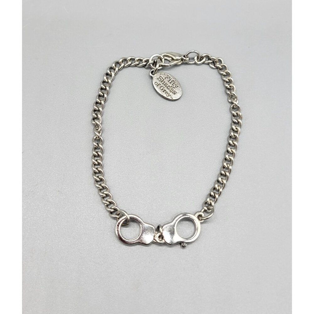 Silver tone Fifty Shades of Grey handcuff chain wrap bracelet B1A
